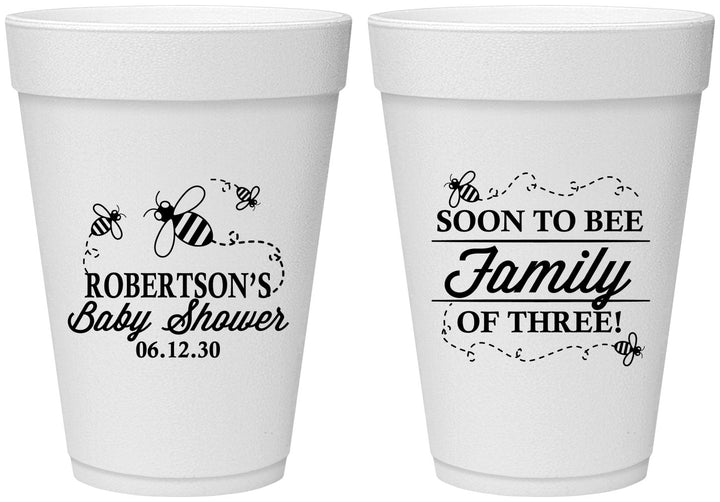 Personalized Baby Shower 16 oz Foam Cups - Bee Family | 90155
