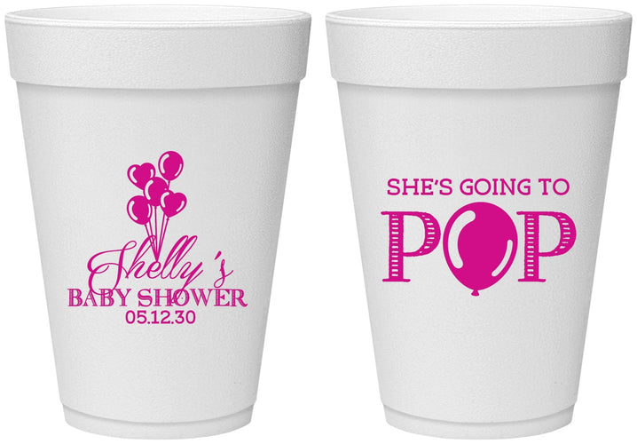 Personalized Baby Shower 16 oz Foam Cups - Shes Going To Pop | 90157