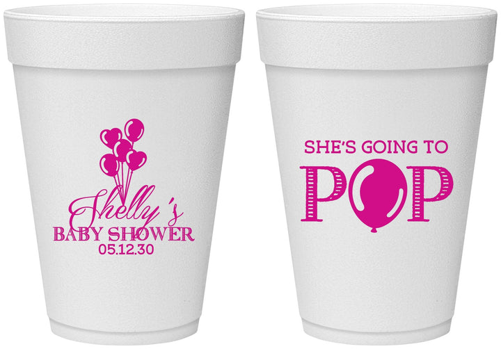 Personalized Baby Shower 16 oz Foam Cups - Shes Going To Pop | 90157