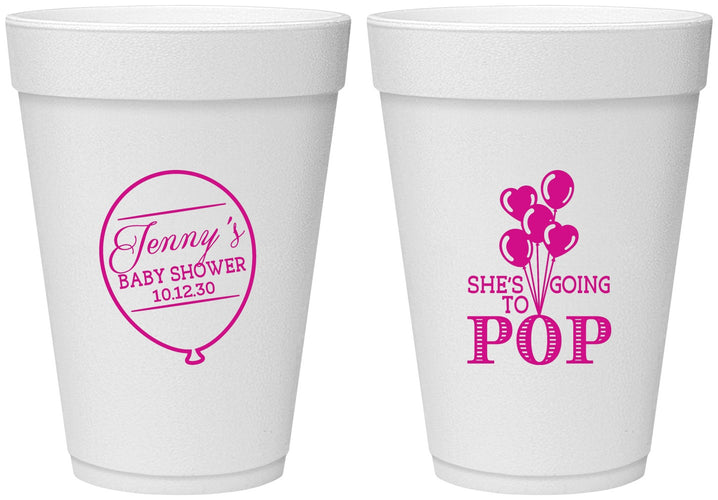 Personalized Baby Shower 16 oz Foam Cups - Shes Going To Pop | 90160