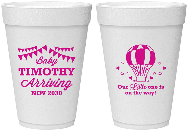 Personalized Baby Shower 16 oz Foam Cups - Hot Air Balloon | 90162