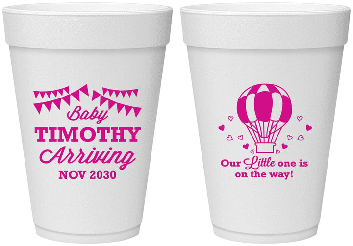 Personalized Baby Shower 16 oz Foam Cups - Hot Air Balloon | 90162