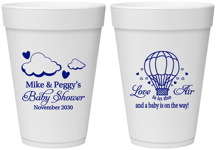 Personalized Baby Shower 16 oz Foam Cups - Love Is In The Air | 90163