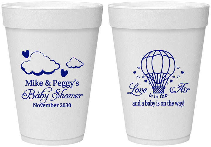 Personalized Baby Shower 16 oz Foam Cups - Love Is In The Air | 90163