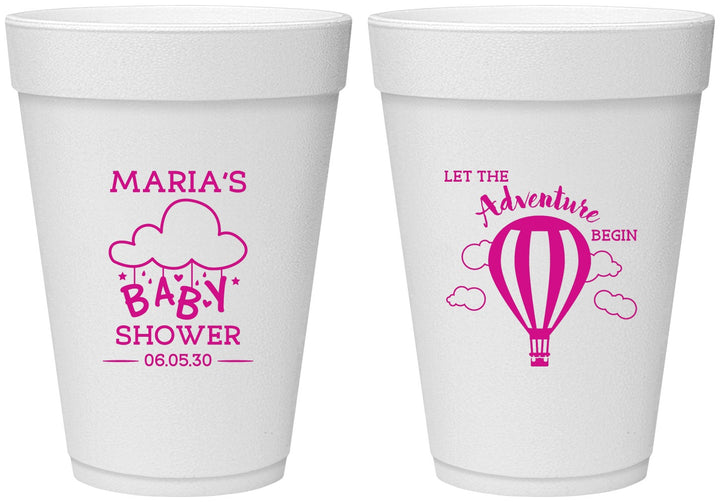 Personalized Baby Shower 16 oz Foam Cups - Hot Air Balloon | 90164