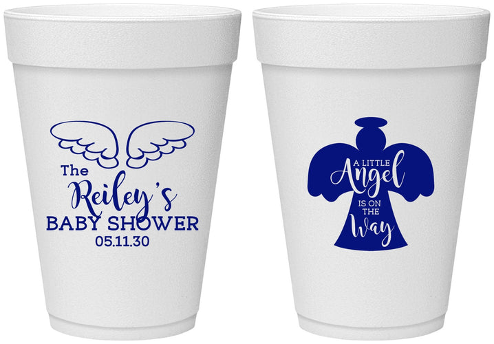 Personalized Baby Shower 16 oz Foam Cups - Angel On The Way | 90165