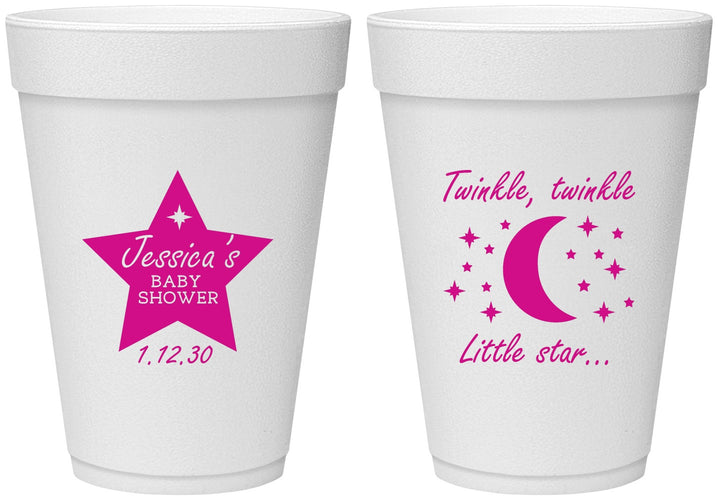 Personalized Baby Shower 16 oz Foam Cups - Twinkle Twinkle Little Star | 90168