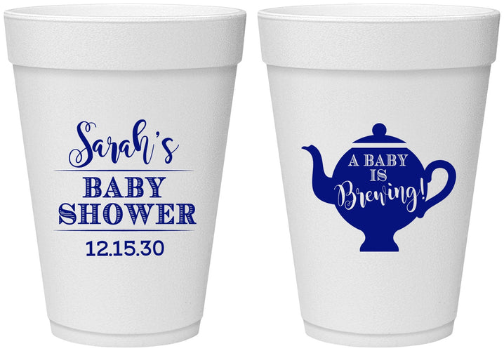 Personalized Baby Shower 16 oz Foam Cups - Baby Is Brewing | 90172