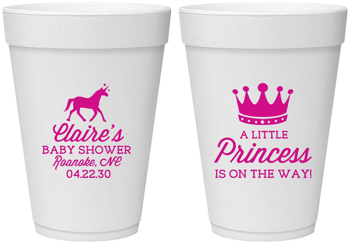 Personalized Baby Shower 16 oz Foam Cups - Little Princess | 90174