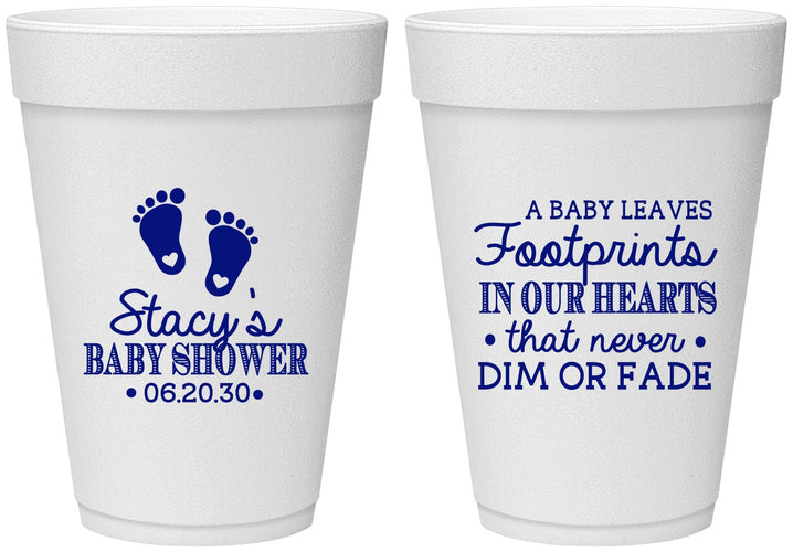 Personalized Baby Shower 16 oz Foam Cups - Footprints | 90176