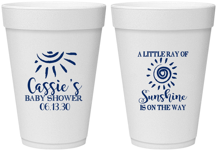 Personalized Baby Shower 16 oz Foam Cups - Sunshine | 90179