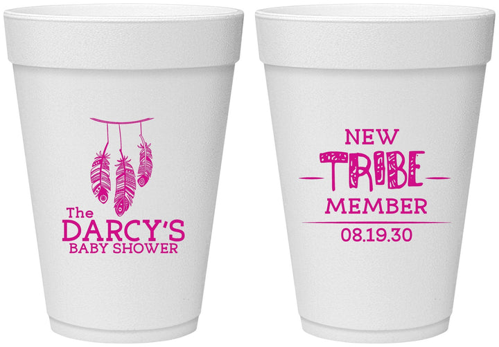 Personalized Baby Shower 16 oz Foam Cups - Tribe Member | 90183