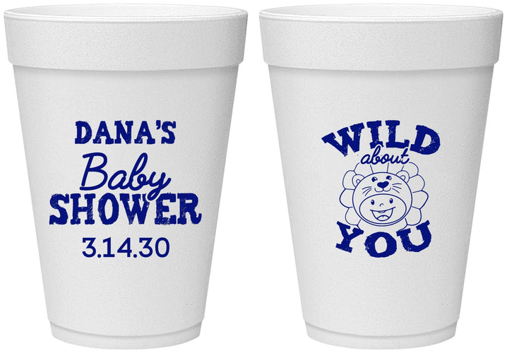 Personalized Baby Shower 16 oz Foam Cups - Lion Wild About You | 90186