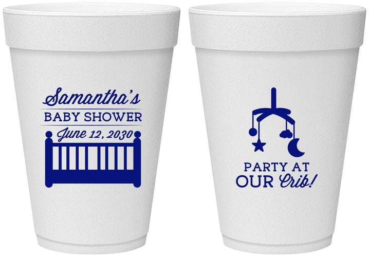 Personalized Baby Shower 16 oz Foam Cups - Party At Our Crib | 90187