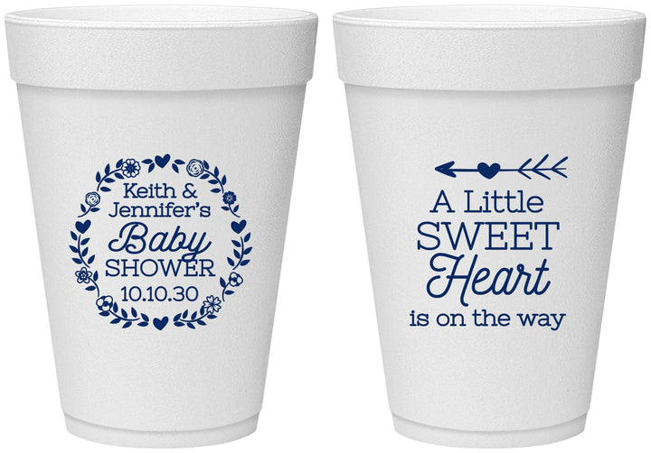 Personalized Baby Shower 16 oz Foam Cups - Little Sweet Heart | 90195