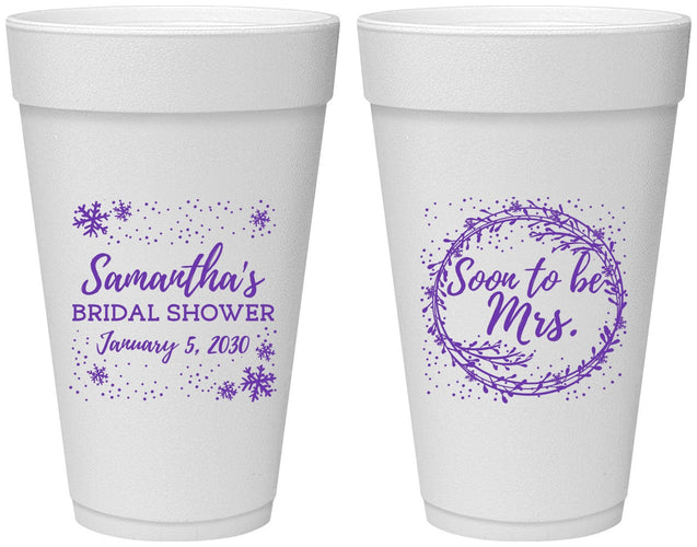 Personalized Bridal Shower 20 oz Foam Cups - Soon To Be Mrs | 100004