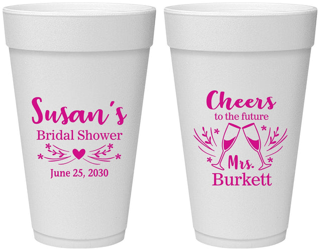 Personalized Bridal Shower 20 oz Foam Cups - Future Mrs | 100005