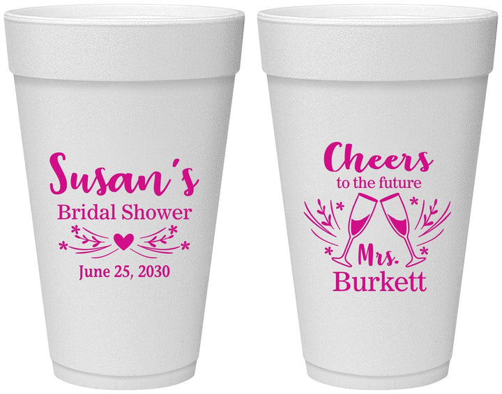 Personalized Bridal Shower 20 oz Foam Cups - Future Mrs | 100005