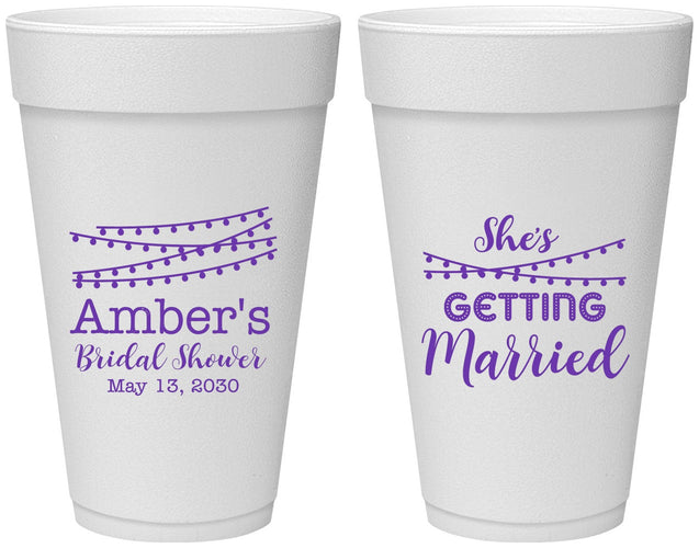 Personalized Bridal Shower 20 oz Foam Cups - She's Getting Married | 100008