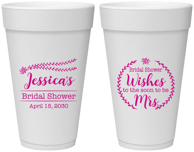 Personalized Bridal Shower 20 oz Foam Cups - Soon To Be Mrs | 100009