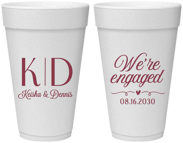 Personalized Engagement 20 oz Foam Cups - We Are Engaged | 10001