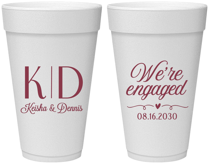 Personalized Engagement 20 oz Foam Cups - We Are Engaged | 10001