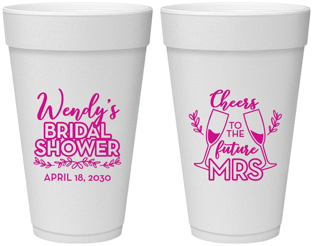 Personalized Bridal Shower 20 oz Foam Cups - Future Mrs | 100011