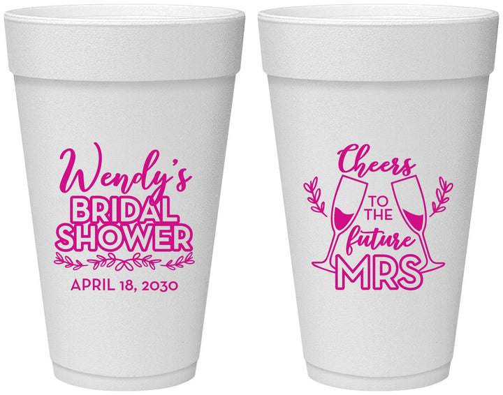 Personalized Bridal Shower 20 oz Foam Cups - Future Mrs | 100011