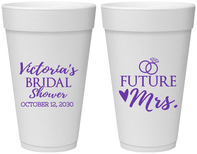 Personalized Bridal Shower 20 oz Foam Cups - Future Mrs | 100012