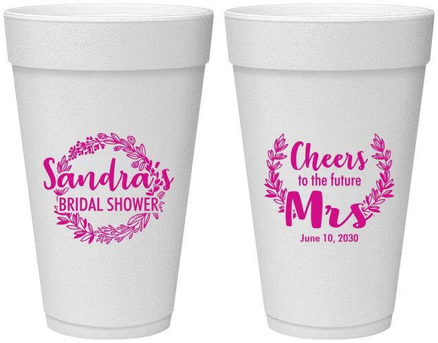 Personalized Bridal Shower 20 oz Foam Cups - Future Mrs | 100015