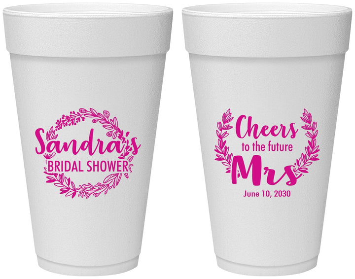 Personalized Bridal Shower 20 oz Foam Cups - Future Mrs | 100015