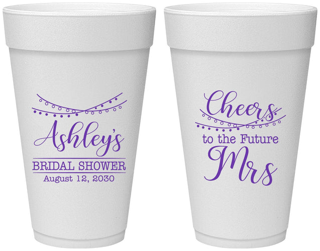 Personalized Bridal Shower 20 oz Foam Cups - Future Mrs | 100018