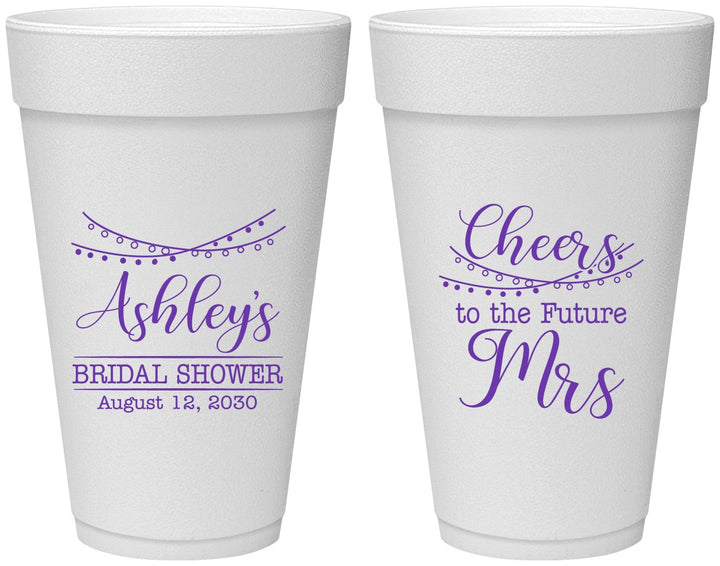 Personalized Bridal Shower 20 oz Foam Cups - Future Mrs | 100018
