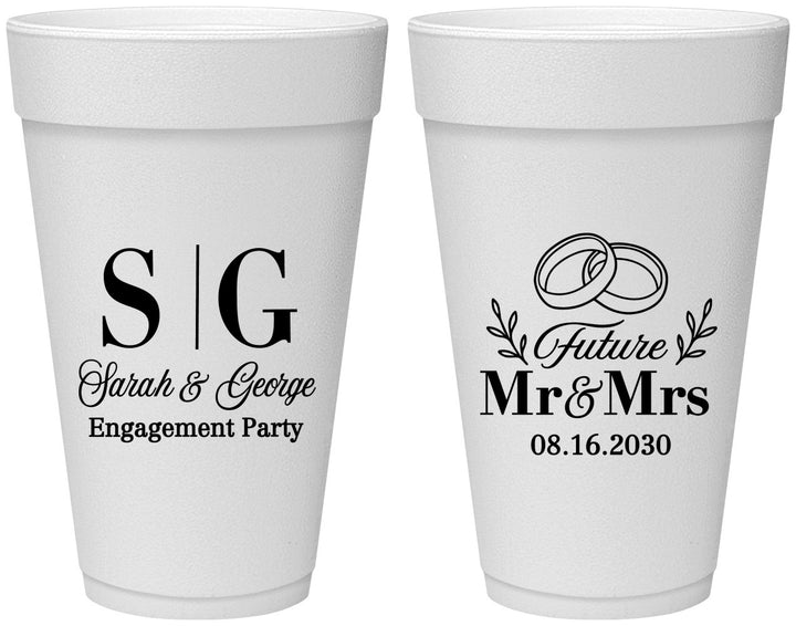Personalized Engagement 20 oz Foam Cups - Future Mr And Mrs | 10002
