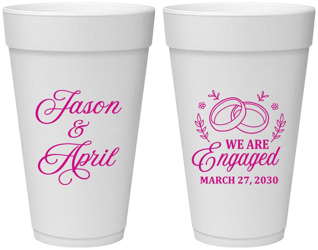 Personalized Engagement 20 oz Foam Cups - We Are Engaged | 10003