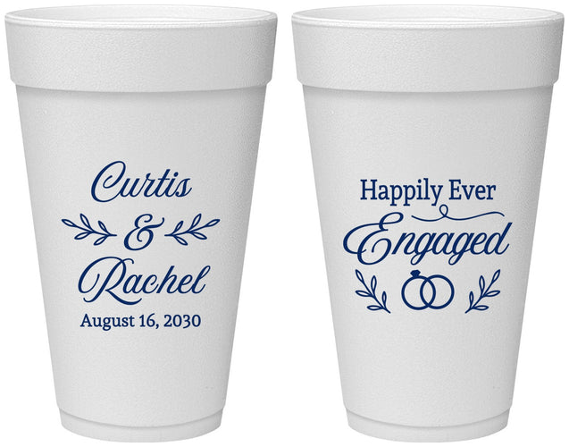 Personalized Engagement 20 oz Foam Cups - Happily Ever Engaged | 10004