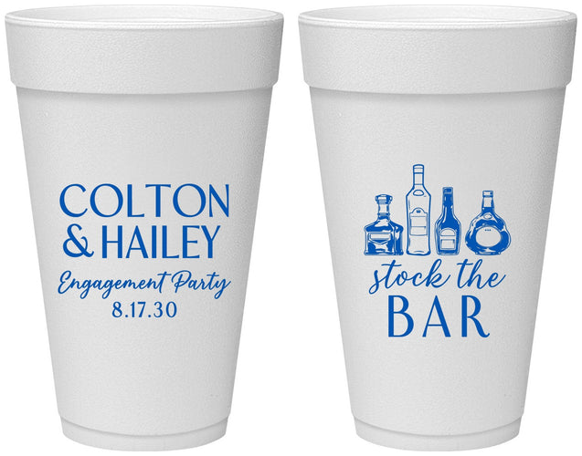 Personalized Engagement 20 oz Foam Cups - Stock The Bar | 10005