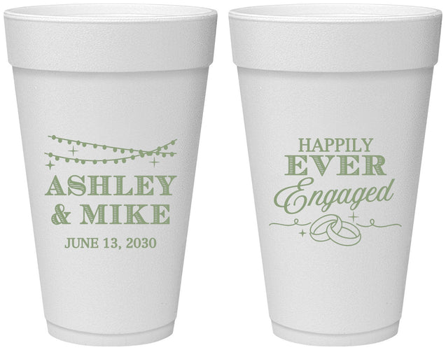Personalized Engagement 20 oz Foam Cups - Happily Ever Engaged | 10006