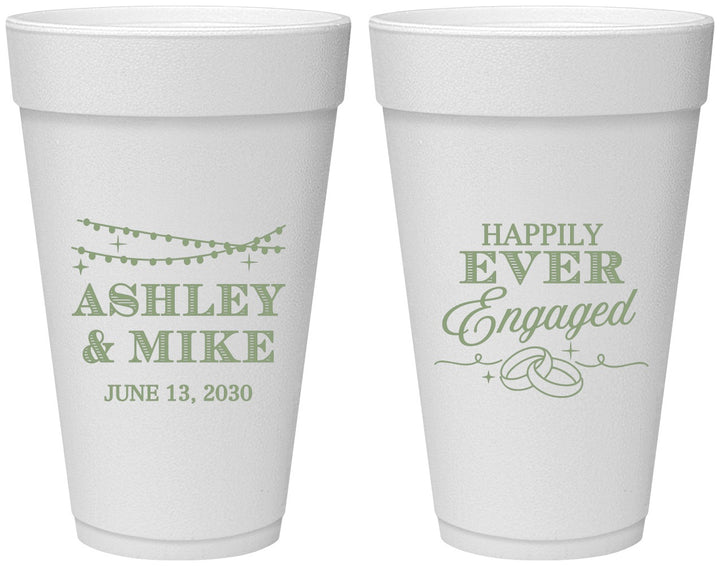 Personalized Engagement 20 oz Foam Cups - Happily Ever Engaged | 10006