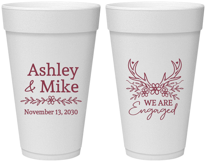 Personalized Engagement 20 oz Foam Cups - We Are Engaged | 10009