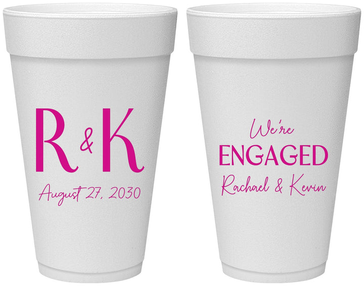 Personalized Engagement 20 oz Foam Cups - We Are Engaged | 10011
