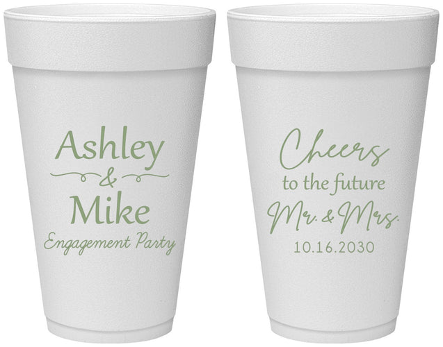 Personalized Engagement 20 oz Foam Cups - Future Mr And Mrs | 10014