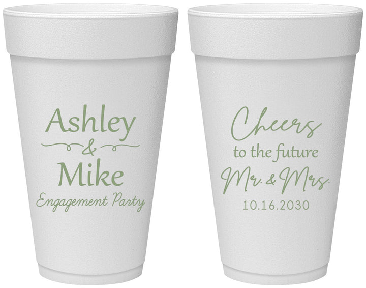 Personalized Engagement 20 oz Foam Cups - Future Mr And Mrs | 10014