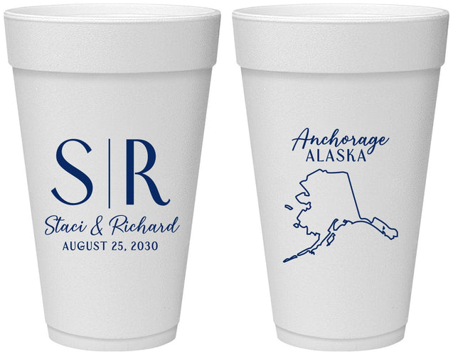 Personalized Wedding 20 oz Foam Cups - Alaska | 101