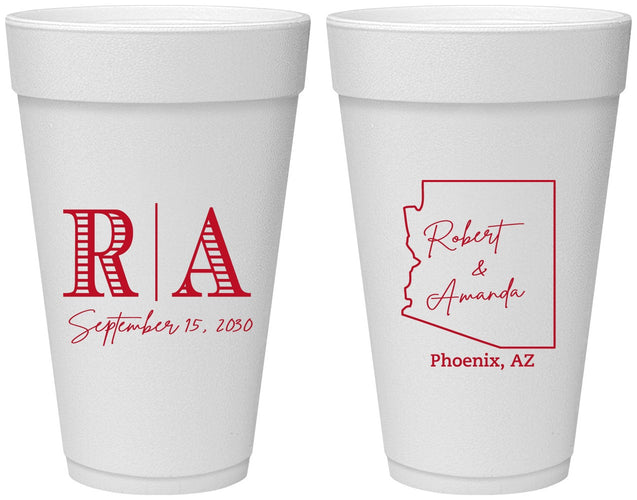 Personalized Wedding 20 oz Foam Cups - Arizona | 102