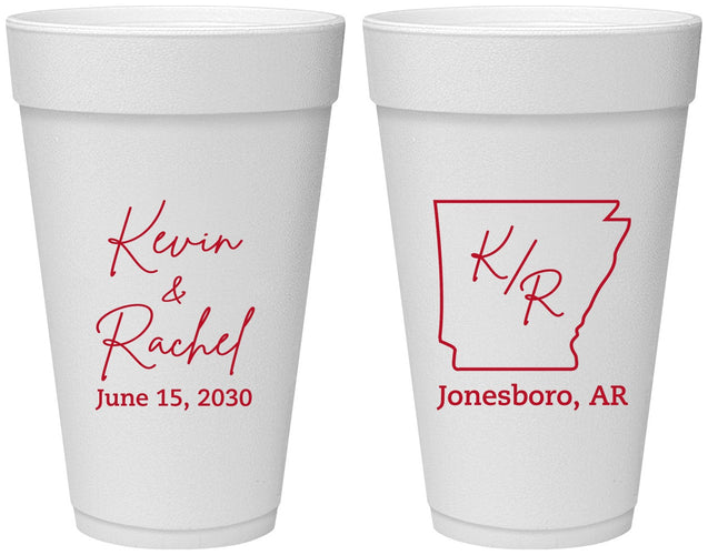 Personalized Wedding 20 oz Foam Cups - Arkansas | 103