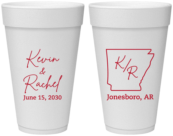 Personalized Wedding 20 oz Foam Cups - Arkansas | 103