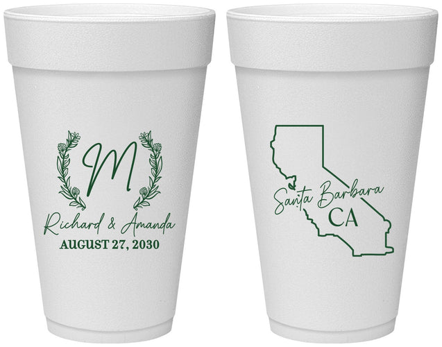 Personalized Wedding 20 oz Foam Cups - California | 104