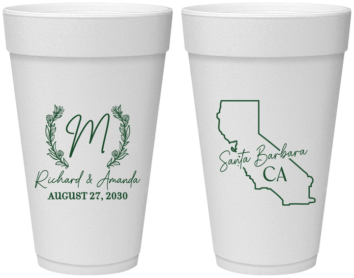 Personalized Wedding 20 oz Foam Cups - California | 104