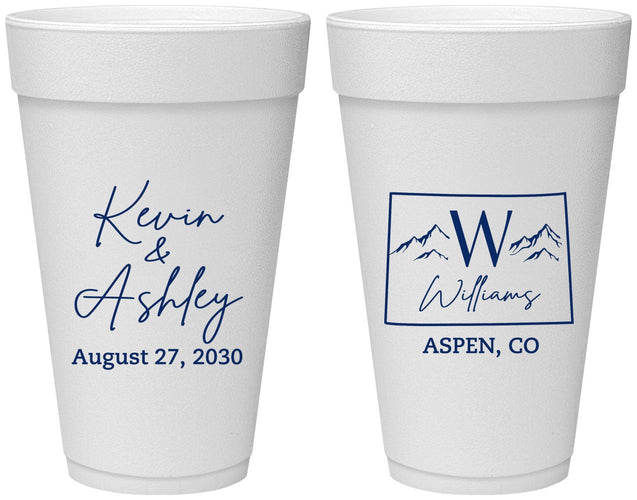 Personalized Wedding 20 oz Foam Cups - Colorado | 105
